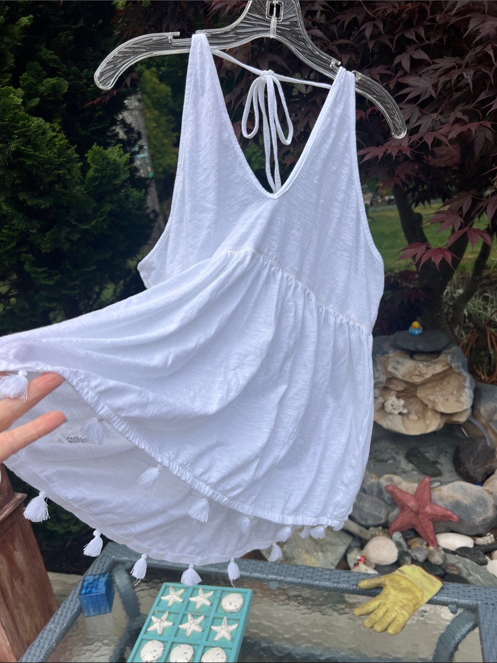 White Tassel Tiered Summer Tank